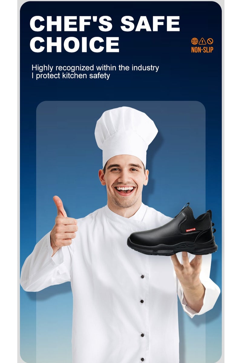 general Chef anti-slip shoes kitchen leather oil-proof and waterproof work shoes men's and women's non-slip restaurant shoes - Image 2