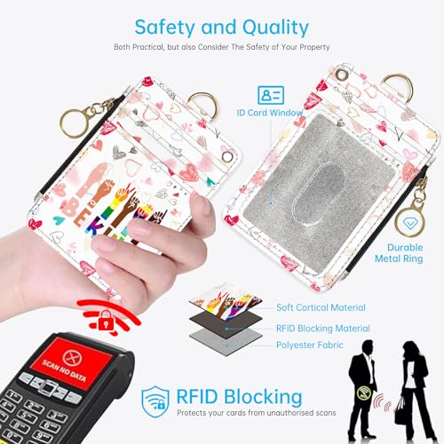 NICCCARD Be Kind 2-in-1 ID Badge Holder & Lanyard Wallet for Teachers,Nurse,Professionals-Cute Zippered Coin Pouch,Removable Wristlet & Neck Lanyard,5 Card Slots Stylish Work Essential - Image 2