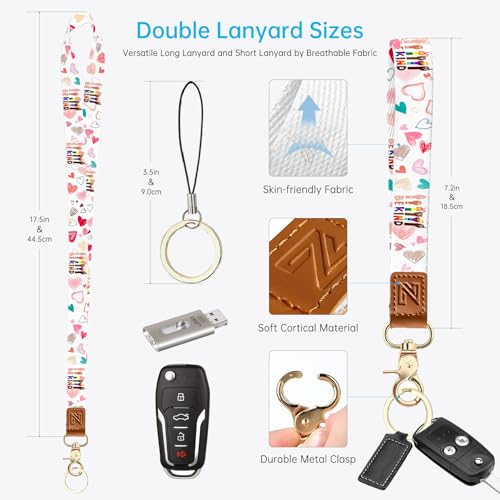 NICCCARD Be Kind 2-in-1 ID Badge Holder & Lanyard Wallet for Teachers,Nurse,Professionals-Cute Zippered Coin Pouch,Removable Wristlet & Neck Lanyard,5 Card Slots Stylish Work Essential - Image 4