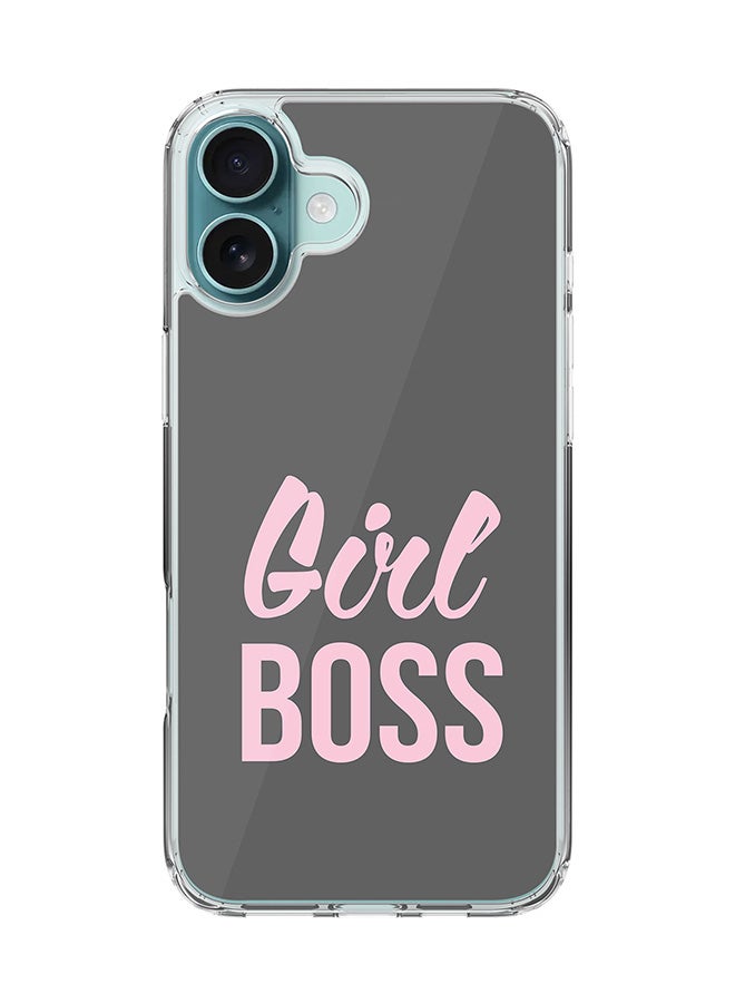 Stylizedd For iPhone 16 Plus Case [Compatible with MagSafe] Slim Magnetic cover Clear Phone Case - Girl Boss (Grey) FP - Image 1