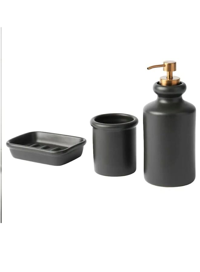 NIBEMINENT 3-Piece Bathroom Set Black/Gold 500ml