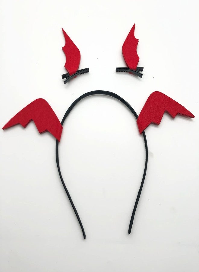 Guqqeuc Halloween Costume Headwear - Red Bat Wings Headband Hair Clips for Women Girls, Devil Wing Hair Bands Barrettes for Girls Cosplay Decorations - Image 2