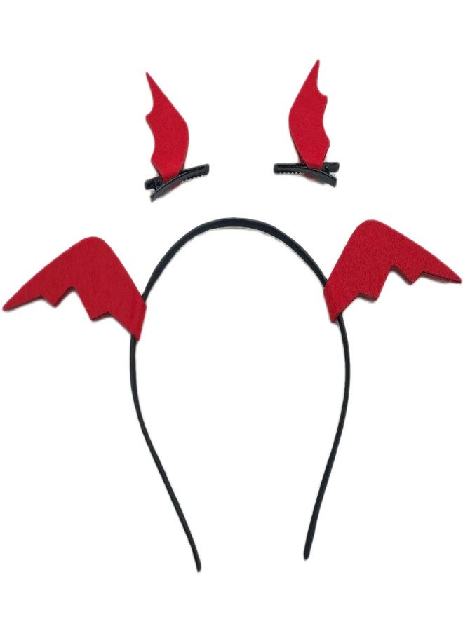 Guqqeuc Halloween Costume Headwear - Red Bat Wings Headband Hair Clips for Women Girls, Devil Wing Hair Bands Barrettes for Girls Cosplay Decorations - Image 1