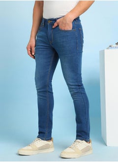 Dennis Lingo Indigo Cotton Blend Plain/Basic Pattern Slim Fit Fit Jeans for Men Full Length Bottom Body Wear Jeans Button Closure Woven Weave Mid Rise Waist - Perfect for Lifestyle Occasions  - Image 5