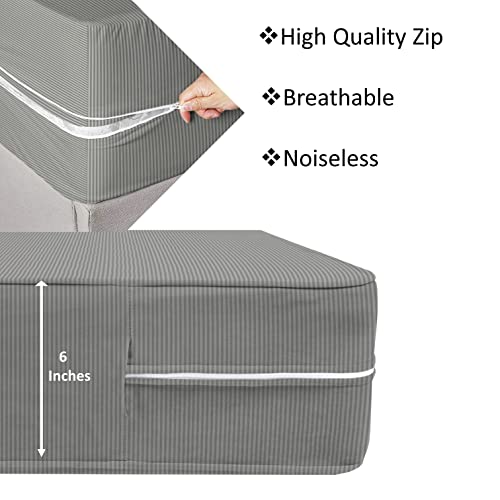VAS COLLECTIONS® Premium Cotton Mattress Cover/Protector with Zipper Chain|Provides All Around Protection with 360° Encasing |Double - 78x60+6 inches (6x5/6/7 ft) - Pack of 1 - Grey - Image 3