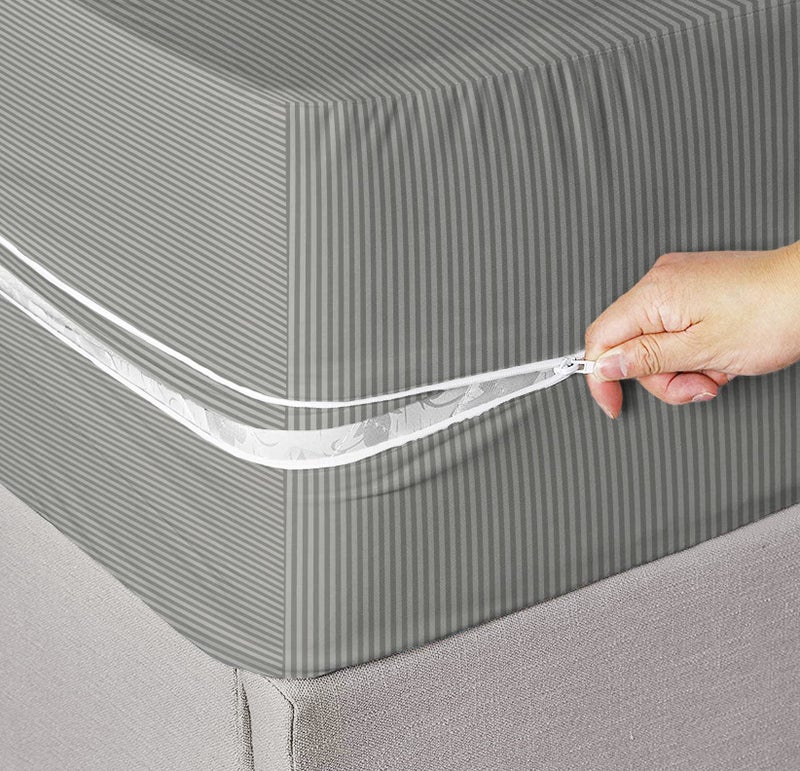 VAS COLLECTIONS® Premium Cotton Mattress Cover/Protector with Zipper Chain|Provides All Around Protection with 360° Encasing |Double - 78x60+6 inches (6x5/6/7 ft) - Pack of 1 - Grey - Image 1