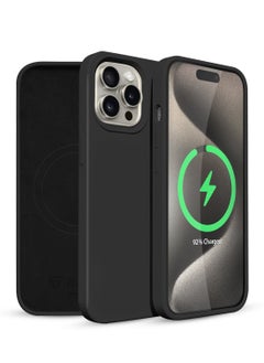 Raegr RAEGR iPhone 15 Pro Case | Magnetic Case | Supports Mag-Safe Wireless Charging | Premium Soft Silicone MagFix Case/Cover Designed for iPhone 15 Pro (6.1-Inch) 2023 - Black RG10522  - Image 1