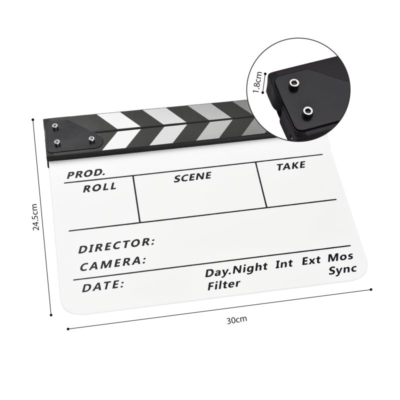 لائحة الأفلام من النوع الأول - مادة أكريليك بيضاء - لوحة تصفيق ذات سطح مرئي واضح لإنتاج الأفلام - Image 2