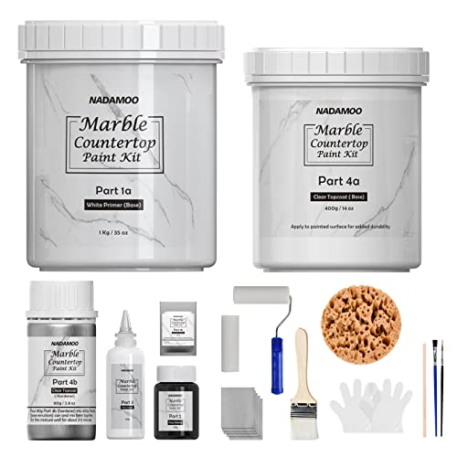NADAMOO White Marble Countertop Paint Kit for Kitchen Bathroom, Counter Top Refinishing Kit Cover Up to 35 SQ. FT. - Image 1