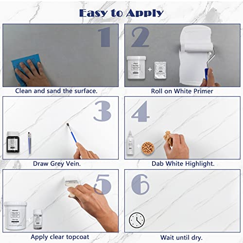 NADAMOO White Marble Countertop Paint Kit for Kitchen Bathroom, Counter Top Refinishing Kit Cover Up to 35 SQ. FT. - Image 4