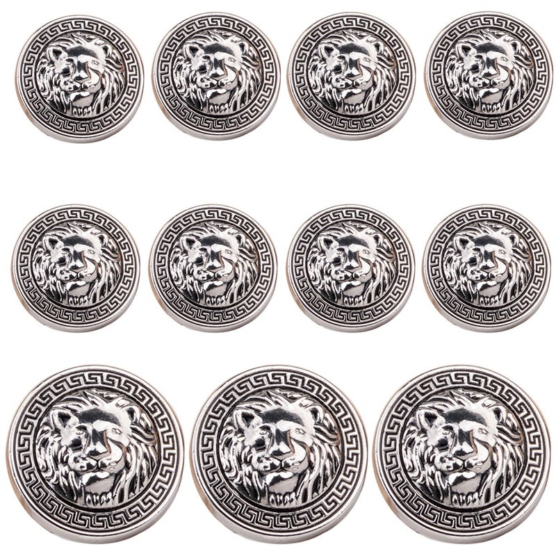 KENDANY KENDANY 11 Pieces Silver Vintage Antique Metal Blazer Button Set  3D Lion Head  for Blazer Suits Sport Coat Uniform Jacket 15mm 20mmSilver