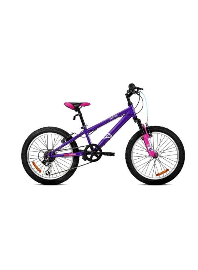 Spartan 20" Cypher Girls Mountain Bike | Front Suspension, 6-Speed Shimano Gears, Steel Frame, Adjustable Saddle | MTB for Girls Ages 6 to 9 | Teal & Purple Design with Knobby Tires for Trail Riding | SP-3228 - Image 2