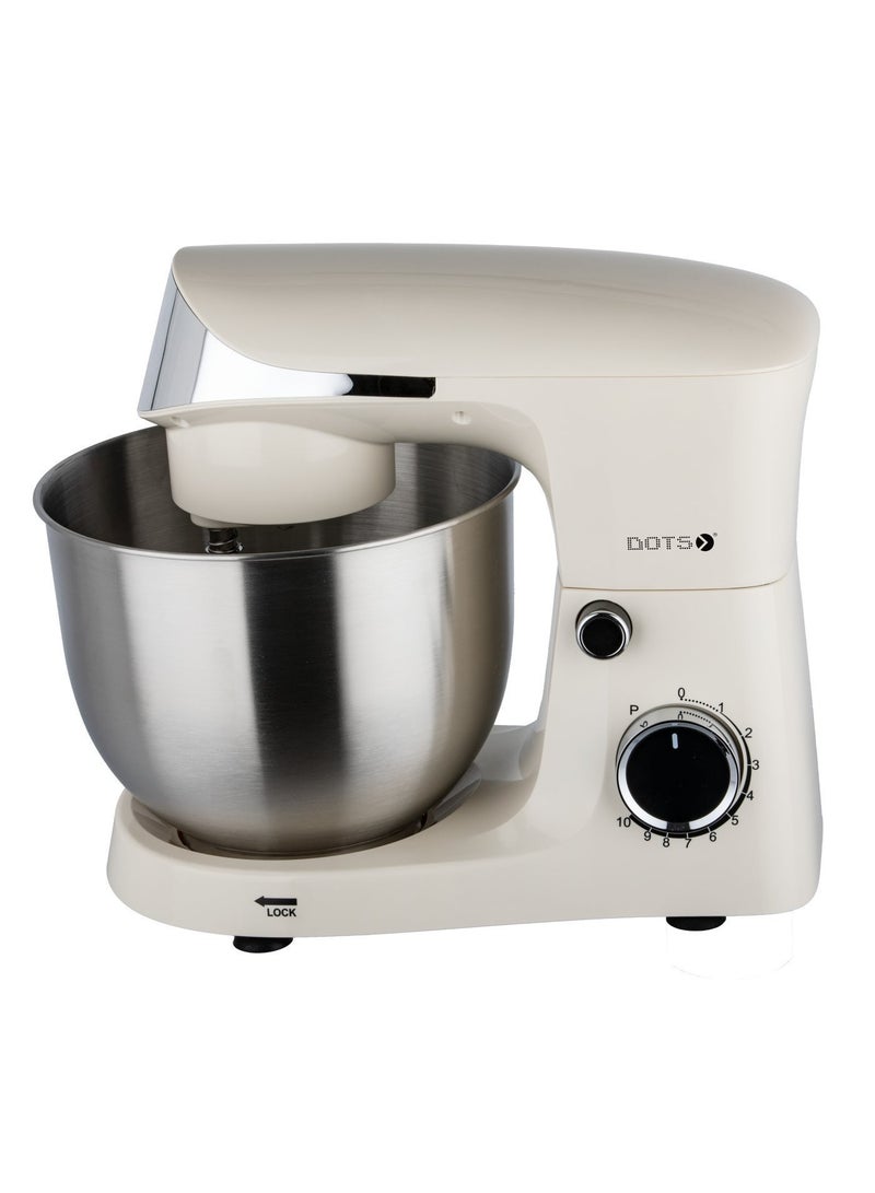دوتس عجانة كهربائي 800 واط، مع وعاء من الفولاذ المقاوم للصدأ سعة5 لتر، 10 إعدادات للسرعة، تصميم أنيق للخبز المتنوع والخلط والعجن، مثالي للخبز-FMS103P52 - كريمي - Image 3