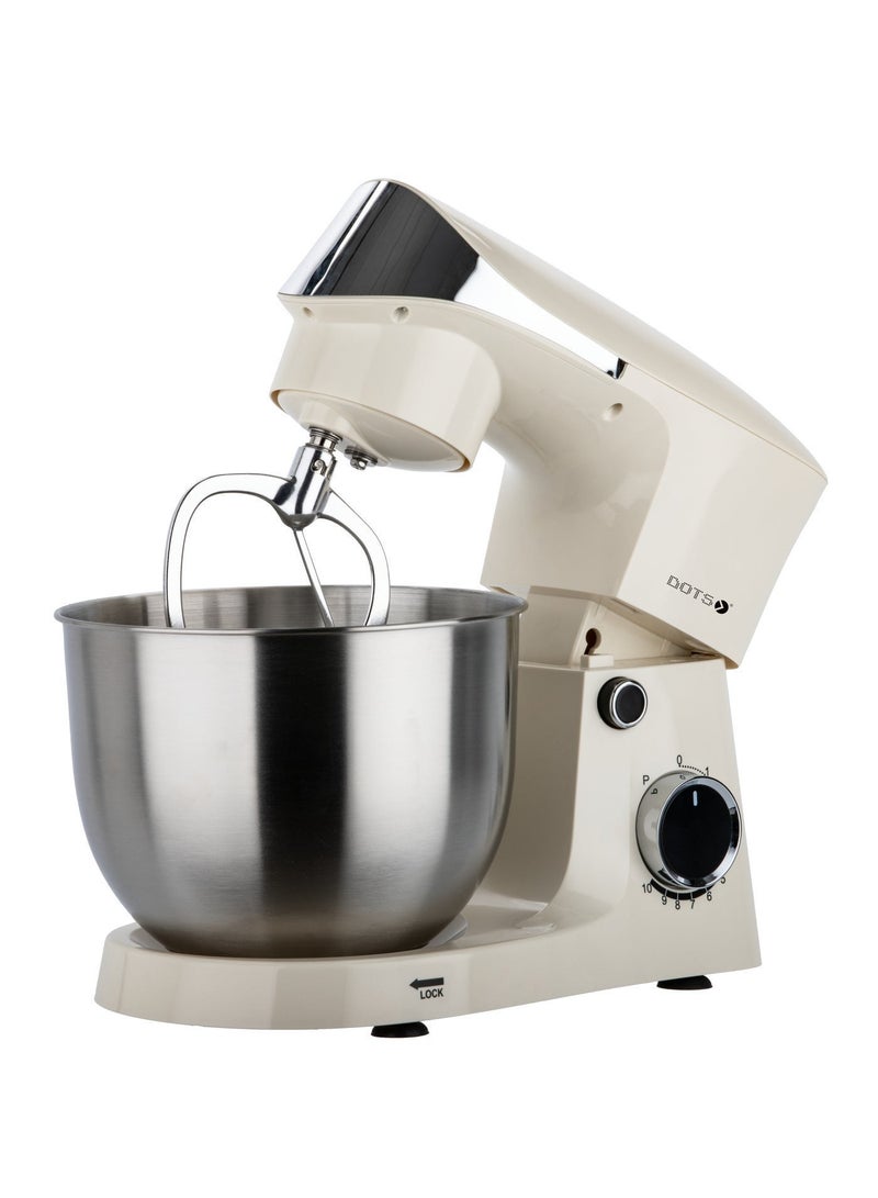 دوتس عجانة كهربائي 800 واط، مع وعاء من الفولاذ المقاوم للصدأ سعة5 لتر، 10 إعدادات للسرعة، تصميم أنيق للخبز المتنوع والخلط والعجن، مثالي للخبز-FMS103P52 - كريمي - Image 5