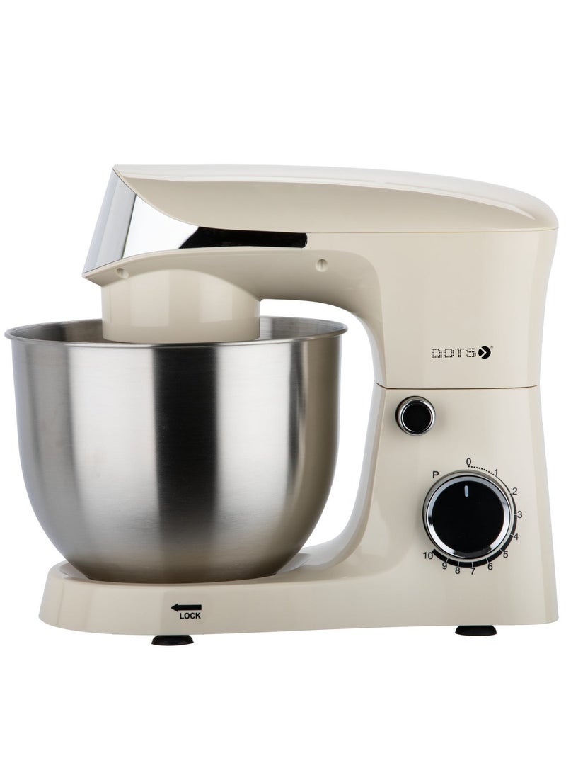 دوتس عجانة كهربائي 800 واط، مع وعاء من الفولاذ المقاوم للصدأ سعة5 لتر، 10 إعدادات للسرعة، تصميم أنيق للخبز المتنوع والخلط والعجن، مثالي للخبز-FMS103P52 - كريمي - Image 2