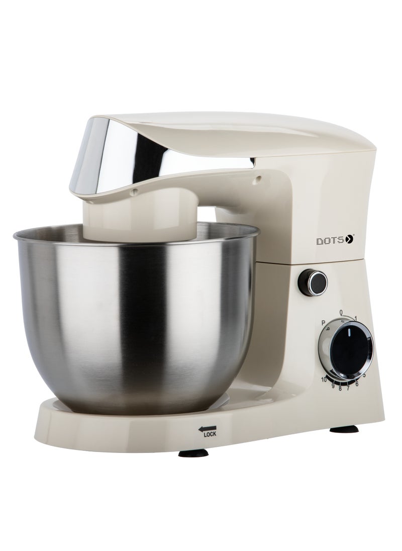 DOTS Electric Mixer, DOTS 800W,5 liter stainless steel bowl, 10 speed settings, elegant design for versatile baking, mixing and kneading, perfect for baking - FMS103P52 - Creamy  - Image 3