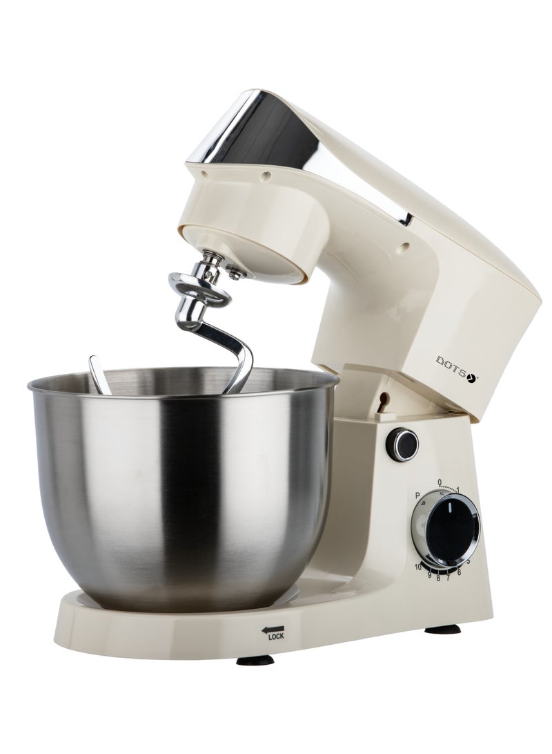 Electric Mixer, DOTS 800W,5 liter stainless steel bowl, 10 speed settings, elegant design for versatile baking, mixing and kneading, perfect for baking - FMS103P52 - Creamy