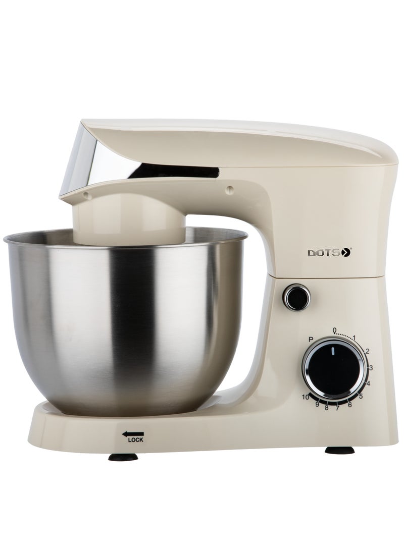 DOTS Electric Mixer, DOTS 800W,5 liter stainless steel bowl, 10 speed settings, elegant design for versatile baking, mixing and kneading, perfect for baking - FMS103P52 - Creamy  - Image 1