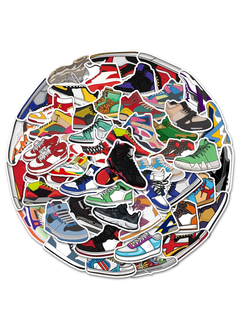 قوس قزح أورينبو 50 قطعة من ملصقات الأحذية الرياضية وملصقات أحذية كرة السلة لزجاجات المياه وملصقات الفينيل المقاومة للماء للأمتعة والكمبيوتر المحمول ولوح التزلج والهواتف للأطفال والمراهقين والفتيات - Image 1