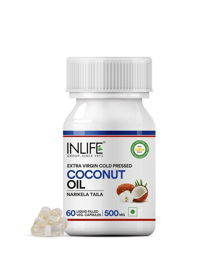 Inlife Coconut Oil Supplement 500 mg - 60 Vegetarian Capsules - Image 1