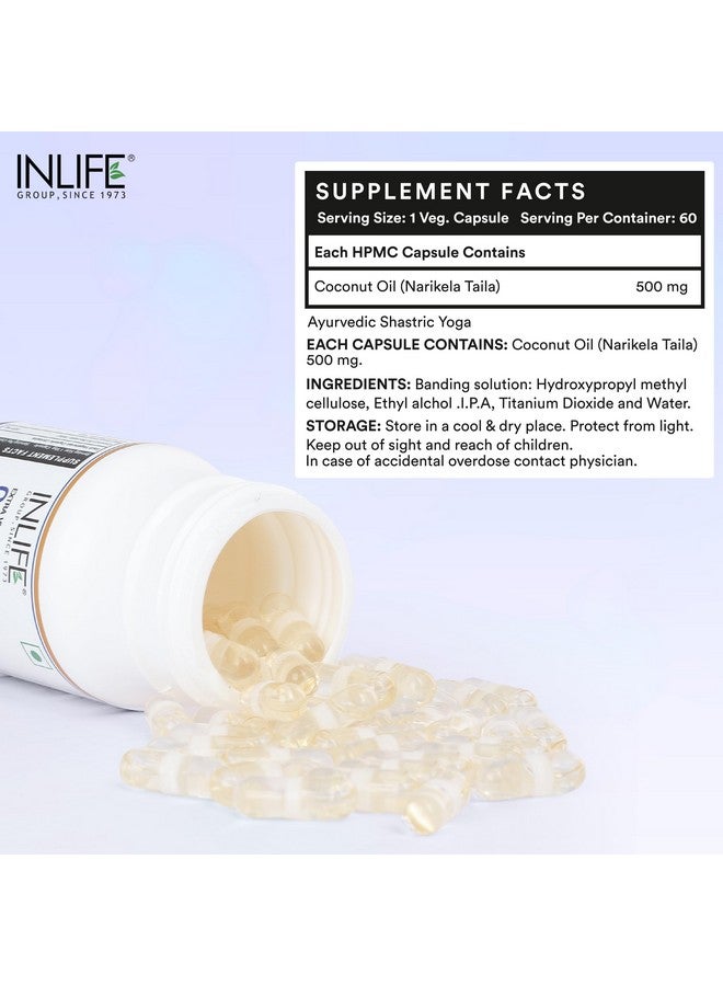 Inlife Coconut Oil Supplement 500 mg - 60 Vegetarian Capsules - Image 2