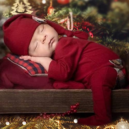 Vedory Christmas Newborn Baby Photo Shoot Props Outfits Crochet Clothes Santa Claus Red Hat Pants Photography Props Claret - Image 3