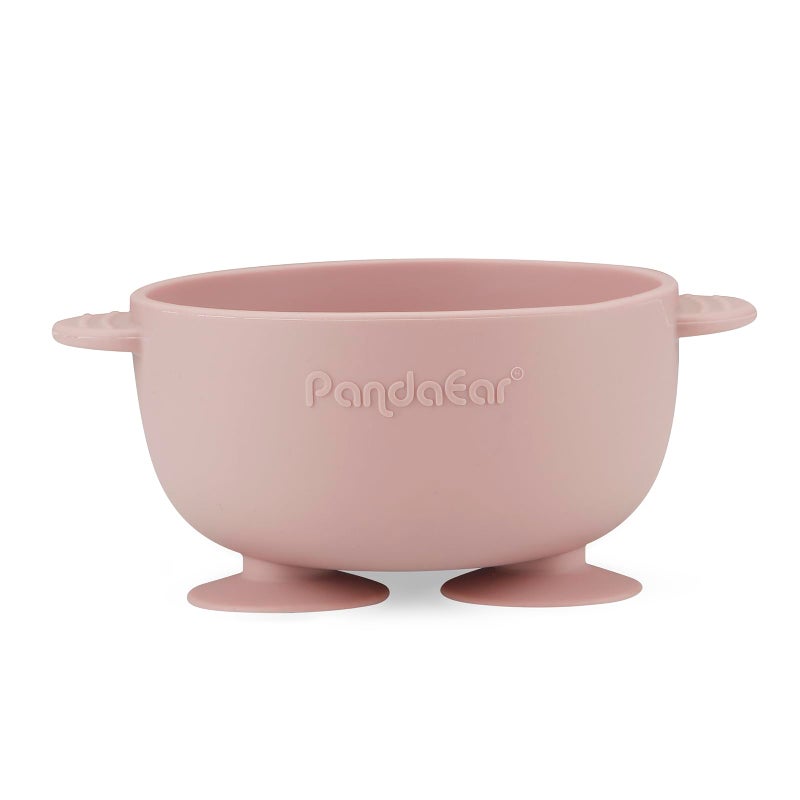 PandaEar 3 Pack Silicone Suction Baby Bowls & 3 Baby Feeding Spoons | Non-Slip Stay Put Bowls & Soft Silicone First Stage Spoons for Toddlers, BPA-Free Baby Led Weaning Set (Pink Rose Linen) - Image 5