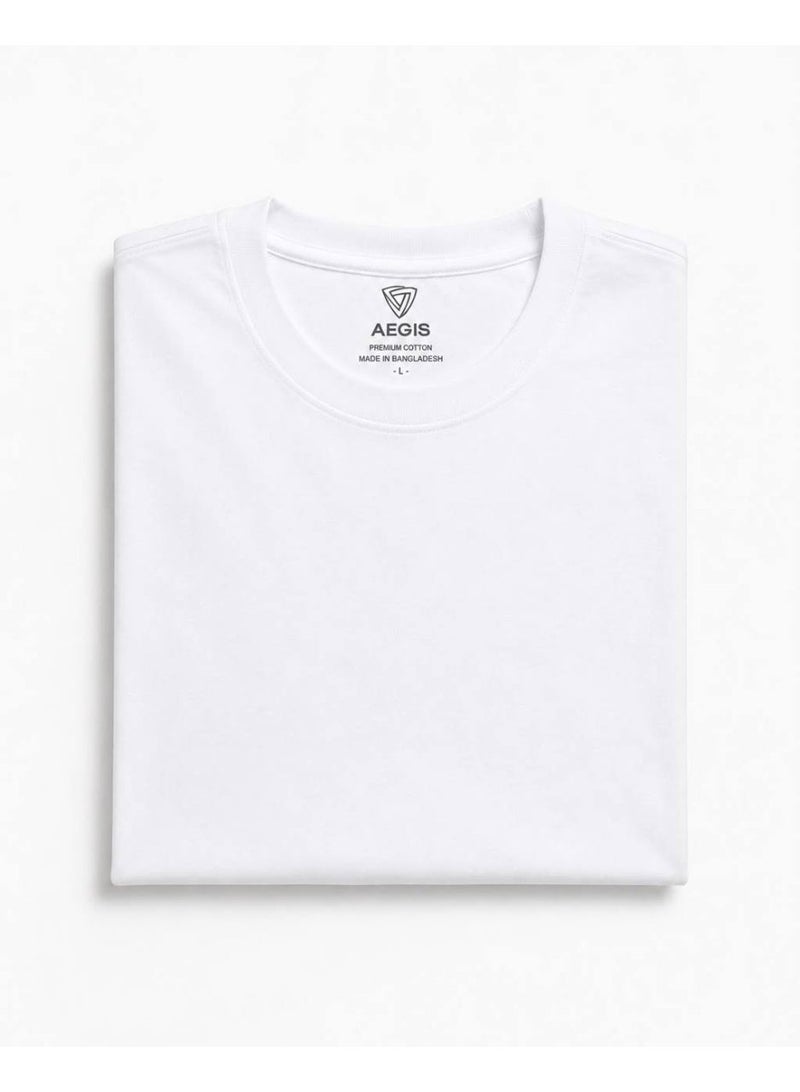 aegis store AEGIS Men’s Premium Crew-Neck T-Shirt - White, Short Sleeve, - Image 3