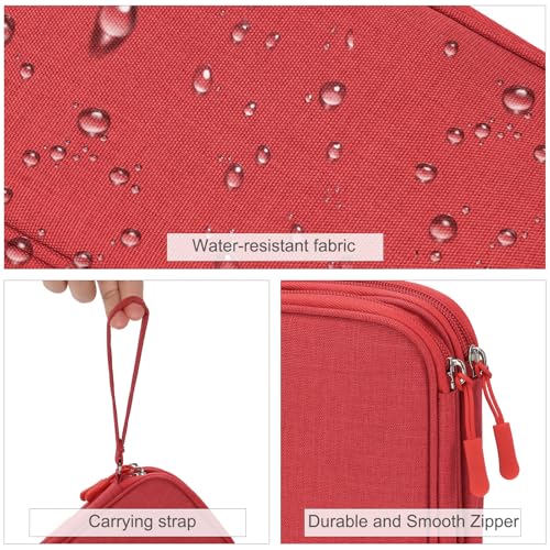 FYY Electronic Organizer, Travel Cable Organizer Bag Pouch Electronic Accessories Carry Case Portable Waterproof Double Layers Storage Bag for Cable, Cord, Charger, Phone, Earphone, Large Size, Red - Image 4