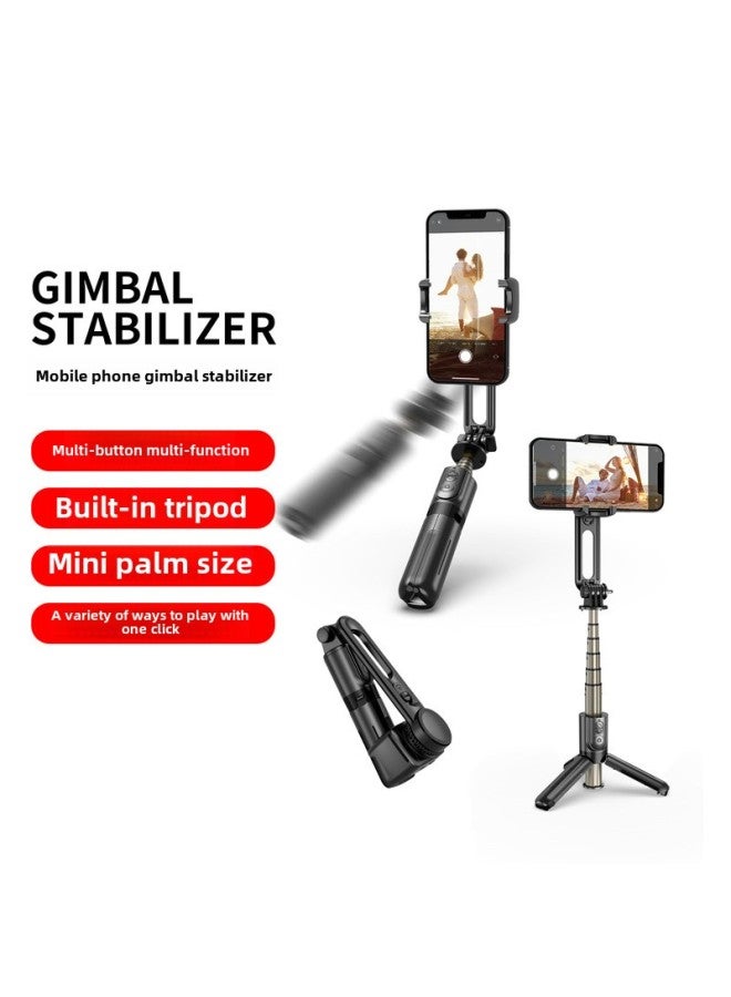 Mini Handheld Stabilizer L18mini Selfie Stick Damping Mobile Phone Bracket Cloud Platform Compact Portable Selfie Tool-Color:L18 Black [support APP Without Fill Light]]