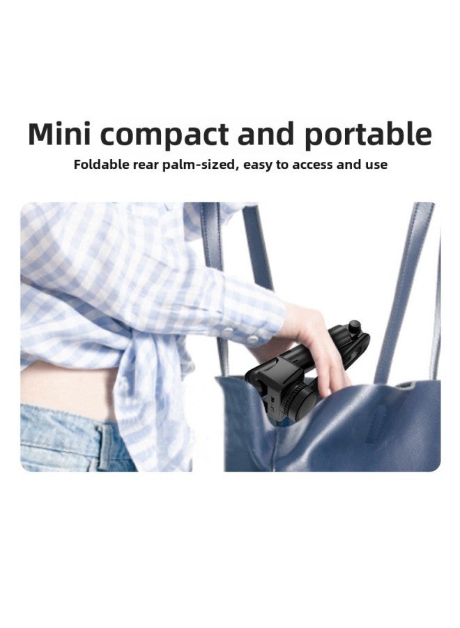 Mini Handheld Stabilizer L18mini Selfie Stick Damping Mobile Phone Bracket Cloud Platform Compact Portable Selfie Tool-Color:L18 Black [support APP Without Fill Light]]