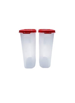 tupperware mm plastic oval shape containers with cap(2.3l, red and white) - set of 2