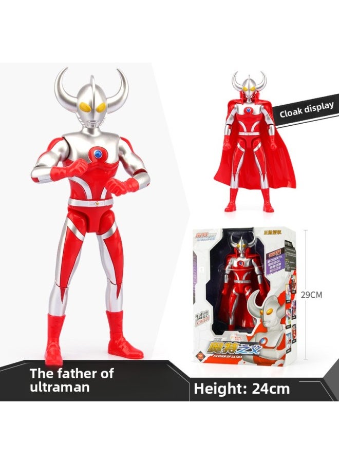 Generic - Ultraman Toy Doll Full Series Large Super Large Ultraman Telo Transfiguration Figure Suit Soft Glue Monster-Color:9inch Father Of Ultra★Height 24cm (cloak Delivery) 14 Movable Joints - Image 1
