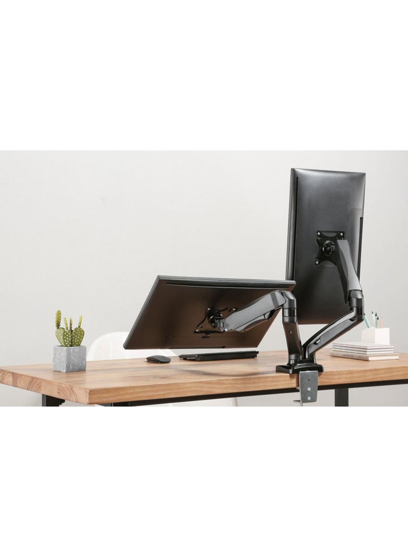 Skill Tech SH F160 Desk Mount Stand Full Motion Swivel Monitor Arm with Gas Spring for 17"-27" Monitors, VESA 100x100, 18kg Load Capacity – Black - Image 4