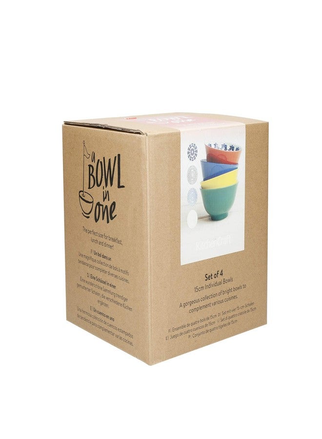 KitchenCraft Premium World of Flavours Glazed Stoneware Bowl Set of 4 | Colourful Assorted Cereal, Soup & Dessert Serving Bowls | Durable Microwave Safe Ceramic Bowl Set in Gift Box - Image 3