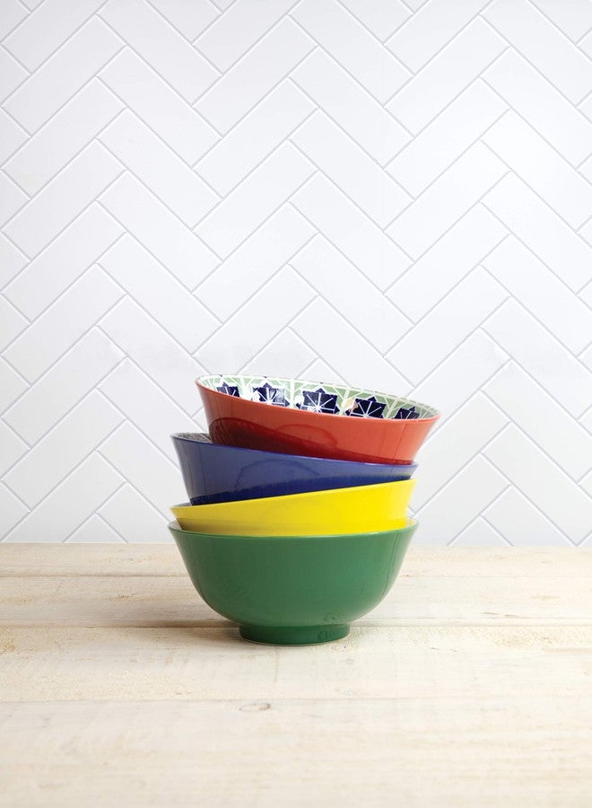 KitchenCraft Premium World of Flavours Glazed Stoneware Bowl Set of 4 | Colourful Assorted Cereal, Soup & Dessert Serving Bowls | Durable Microwave Safe Ceramic Bowl Set in Gift Box - Image 4