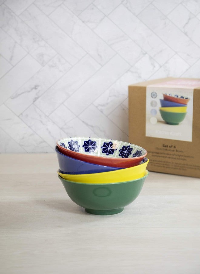 KitchenCraft Premium World of Flavours Glazed Stoneware Bowl Set of 4 | Colourful Assorted Cereal, Soup & Dessert Serving Bowls | Durable Microwave Safe Ceramic Bowl Set in Gift Box - Image 5