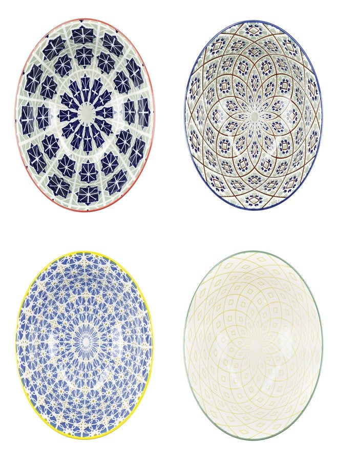 KitchenCraft Premium World of Flavours Glazed Stoneware Bowl Set of 4 | Colourful Assorted Cereal, Soup & Dessert Serving Bowls | Durable Microwave Safe Ceramic Bowl Set in Gift Box - Image 2