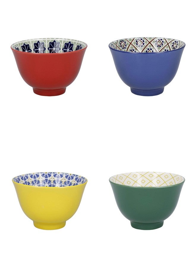 KitchenCraft Premium World of Flavours Glazed Stoneware Bowl Set of 4 | Colourful Assorted Cereal, Soup & Dessert Serving Bowls | Durable Microwave Safe Ceramic Bowl Set in Gift Box - Image 1