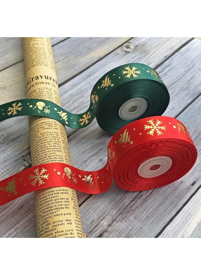 Generic FAM 2 Rolls Christmas Ribbons with Gold Snowflake Snowman Christmas Tree Signs, 16mm wide 2Yard/Spool for Gift Wrapping Decoration, Floral Bows Craft  - Image 3