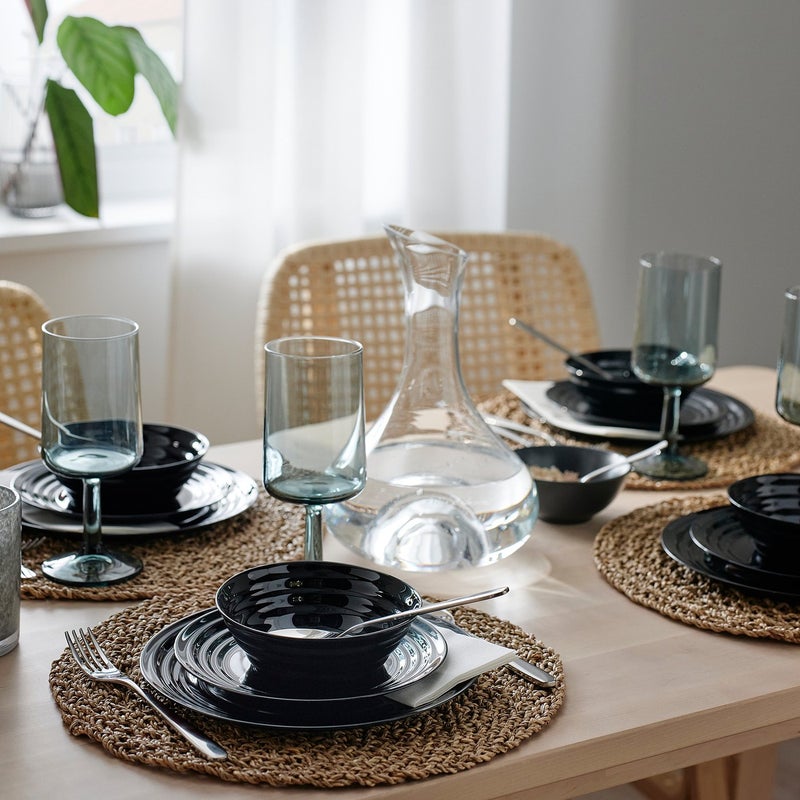 Baitique Side Plate, Tempered Glass, Glossy Ripple Pattern, Black, 19 cm - Image 4