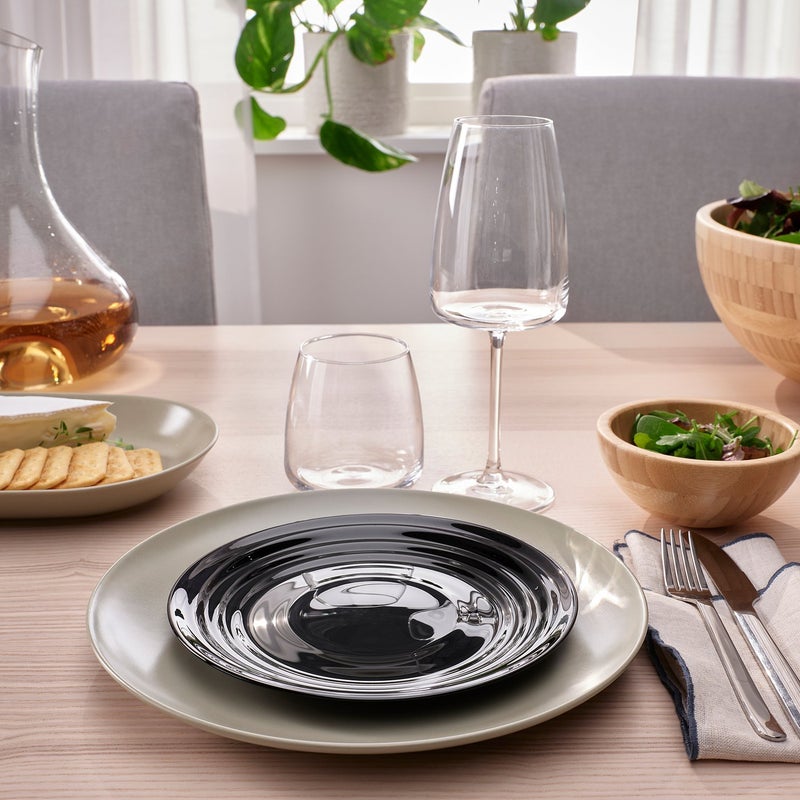 Baitique Side Plate, Tempered Glass, Glossy Ripple Pattern, Black, 19 cm - Image 5