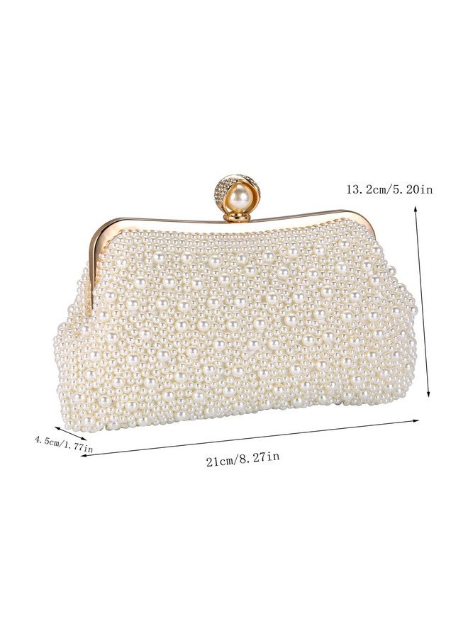 Ayliss Pearl Clutch Purses for Women Wedding Bridal Evening Small Clutch Crossbody Handbag Full Beaded Parites Prom (Ivory) - Image 1