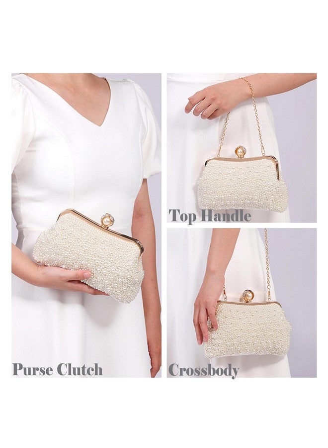 Ayliss Pearl Clutch Purses for Women Wedding Bridal Evening Small Clutch Crossbody Handbag Full Beaded Parites Prom (Ivory) - Image 2