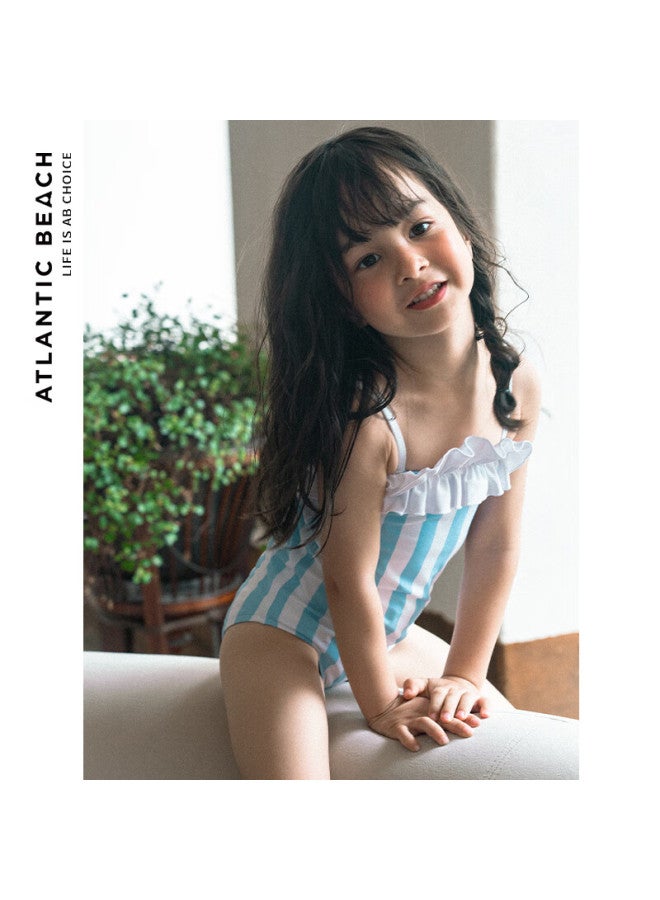 Atlanticbeach 2025 New Style Small Camisole Double Lace Swimsuit For Children Girls Hot Spring Summer Vacation One-piece Swimwear For Older Kids - Image 2