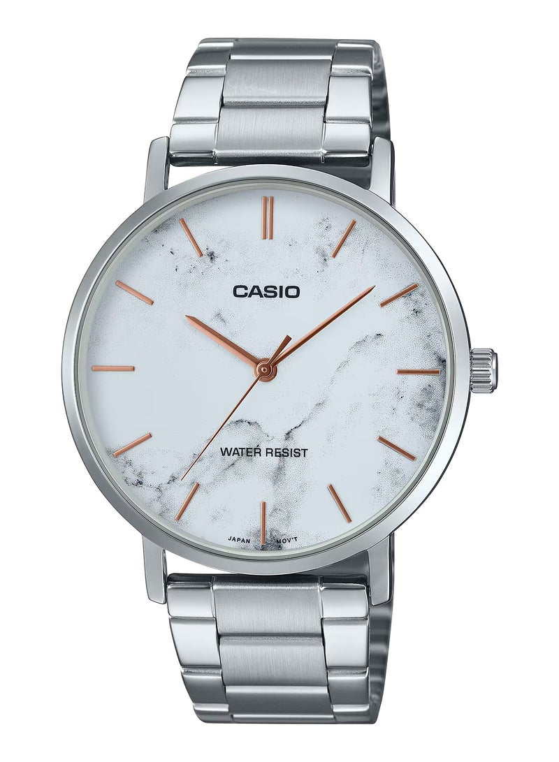 CASIO Quartz Analog White Dial Stainless Steel Men's Watch MTP-VT01DM-7A