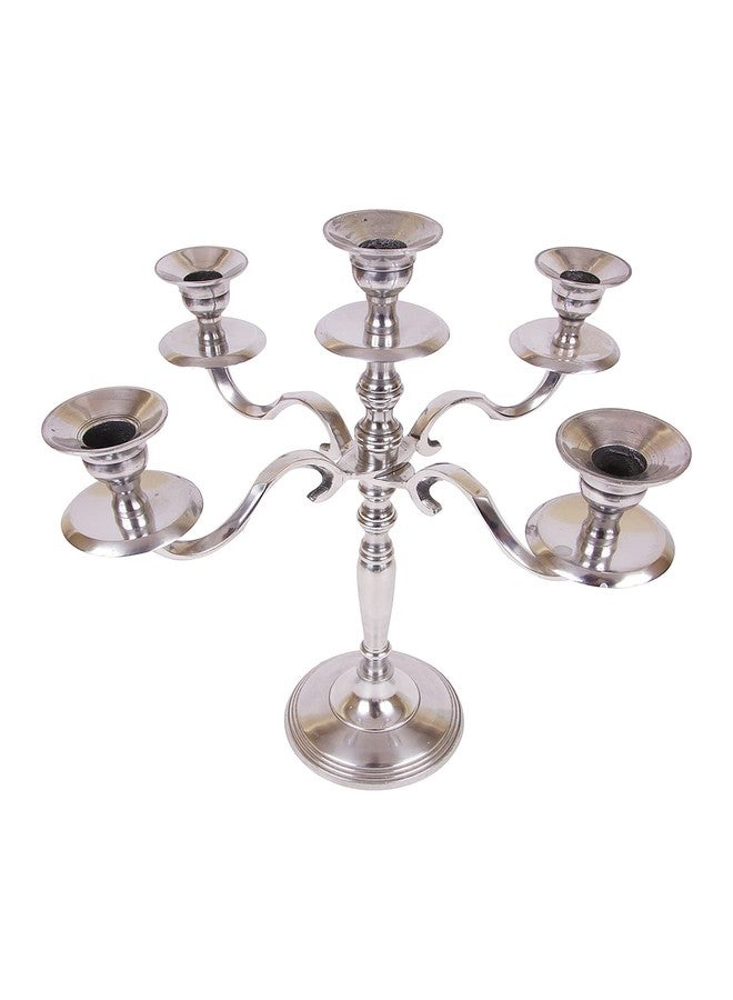 INDIAN ARTISANS Candelabra Candle Stand 5 Arms - Antique Vintage Candle Holder for Dining Table Decor - Silver Aluminium Wax Candle Holder, 16x13 inch, Table Candle Stand - Image 3