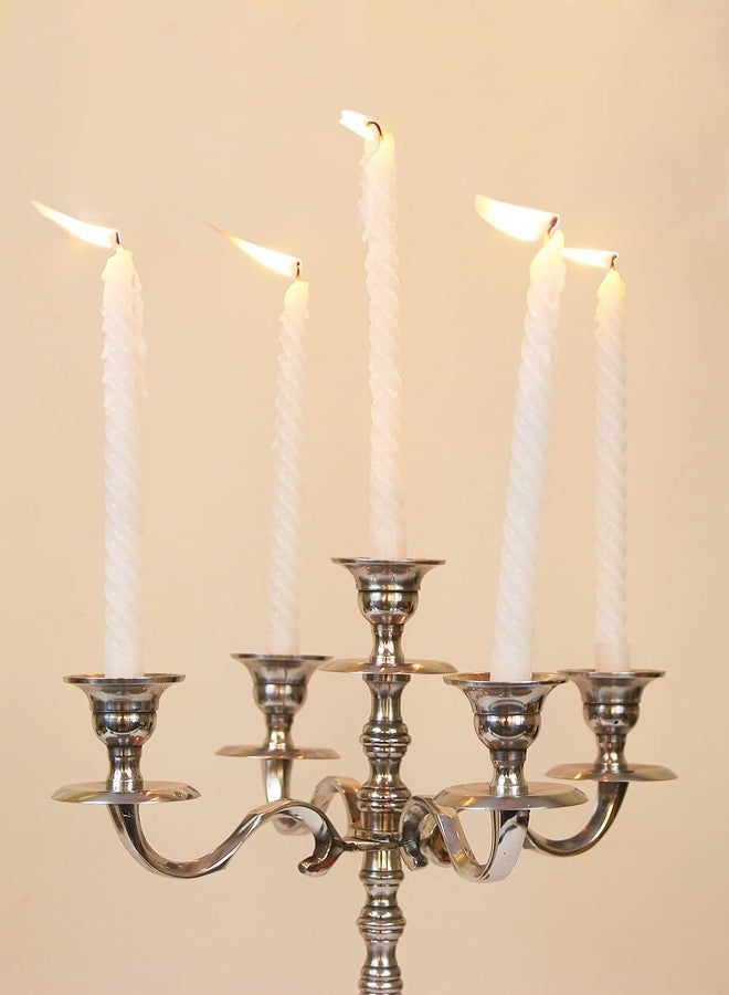 INDIAN ARTISANS Candelabra Candle Stand 5 Arms - Antique Vintage Candle Holder for Dining Table Decor - Silver Aluminium Wax Candle Holder, 16x13 inch, Table Candle Stand - Image 4