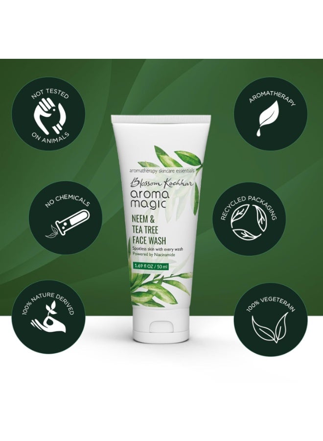 أروما ماجيك غسول الوجه أروما ماجيك بخلاصة النيم وشجرة الشاي، بودرة تحتوي على 5% نياسيناميد وجل الصبار | لبشرة ناعمة وخالية من الشوائب | للبشرة الدهنية والمعرضة لحب الشباب والبثور | للنساء والرجال | 100 مل | عبوة واحدة - Image 3