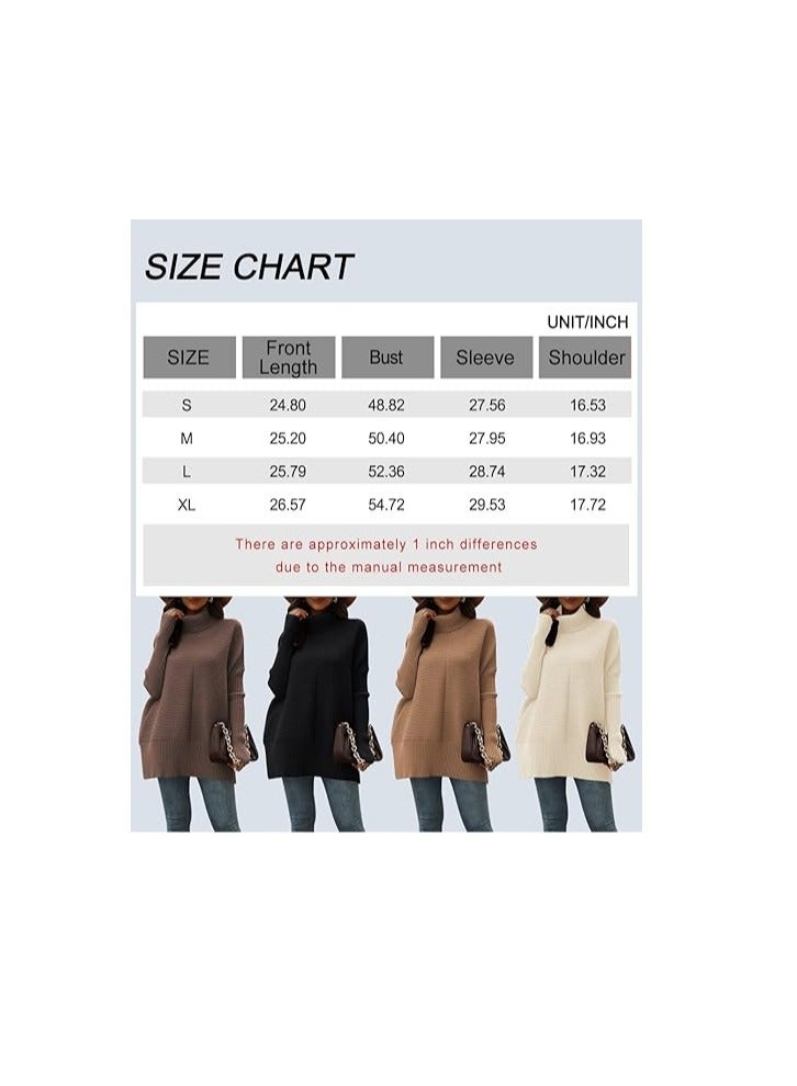 Trendy Oversized Turtleneck Sweater for Women Long Knitted Cozy Pullover Sweaters  - Image 2
